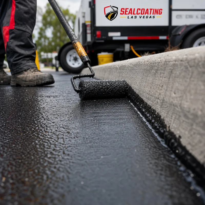 Asphalt curb edge with tack coat, consistent mat thickness, and roller compaction marks